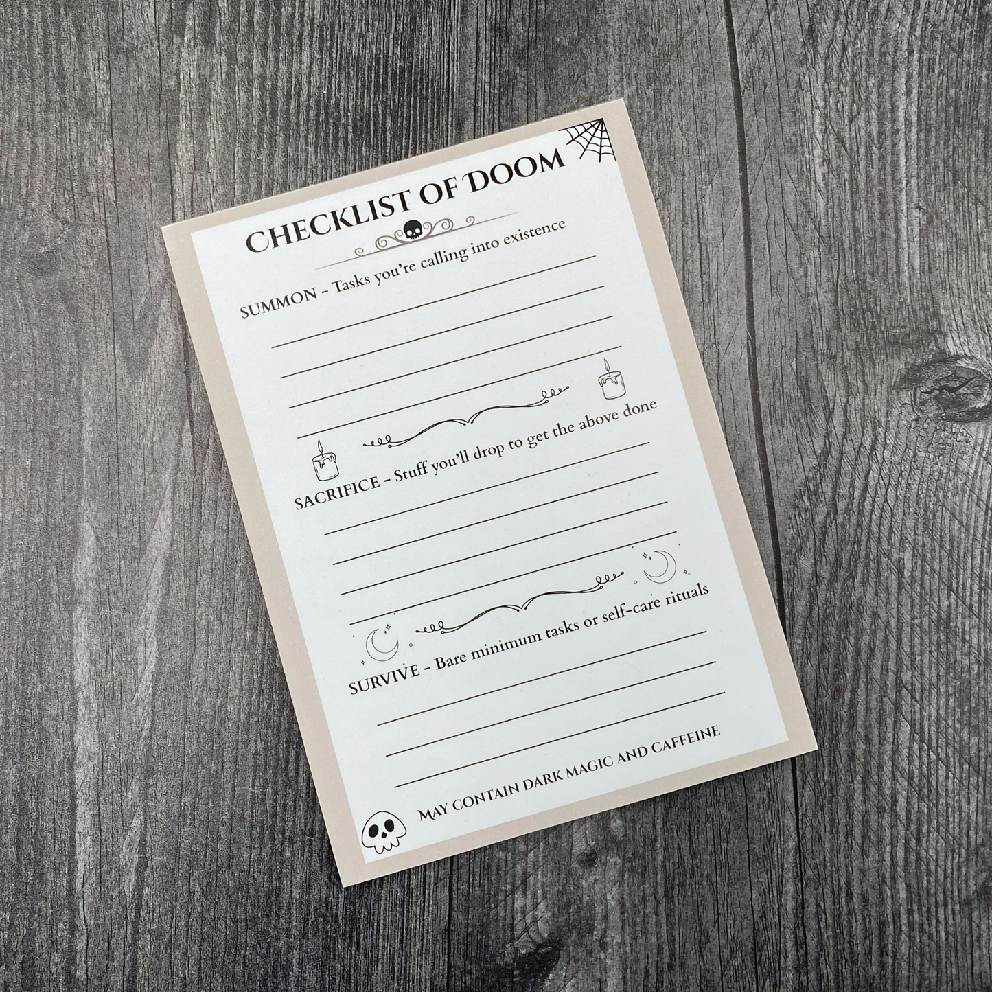 Checklist of Doom - Gothic 5x7 Notepad for Daily Chaos