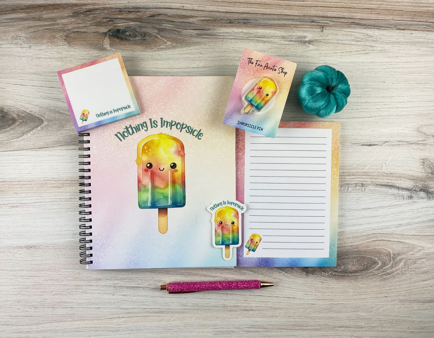 Colorful Kawaii Rainbow Popsicle Acrylic Pin