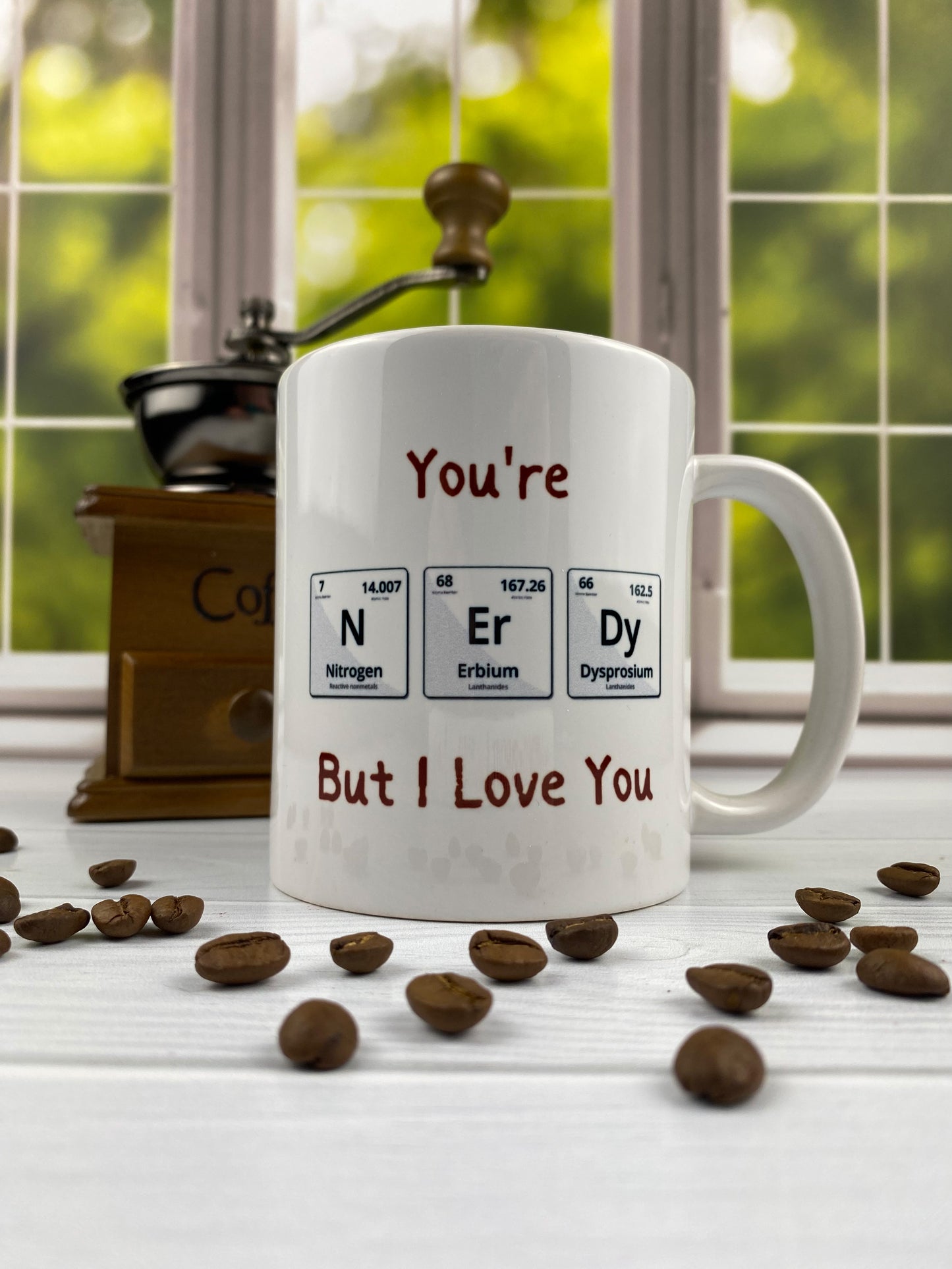 Nerdy But I Love You – Periodic Table Coffee Cup for Science Geeks