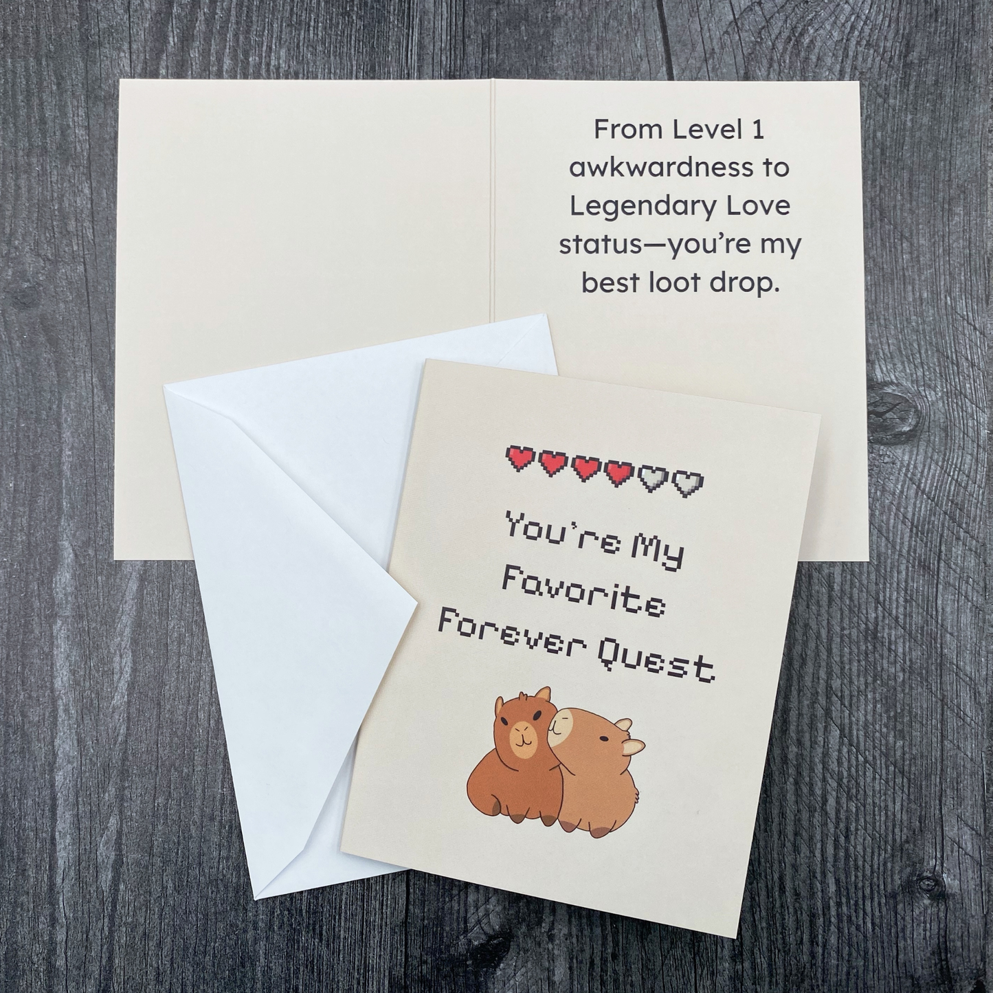 You're My Favorite Forever Quest - Capybara Gamer Love Greeting Card