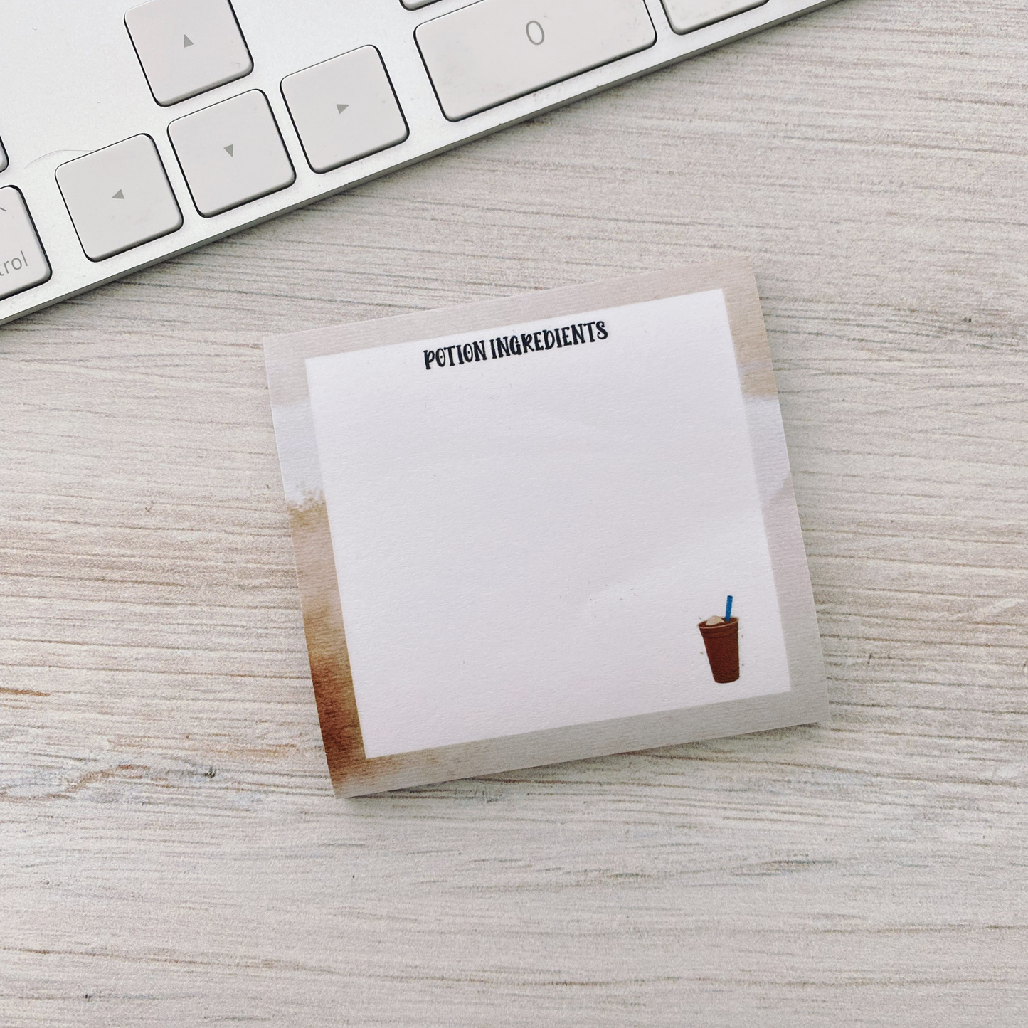 Potion-Themed Sticky Notes – Cute Boba Tea with Coffee Ring Border