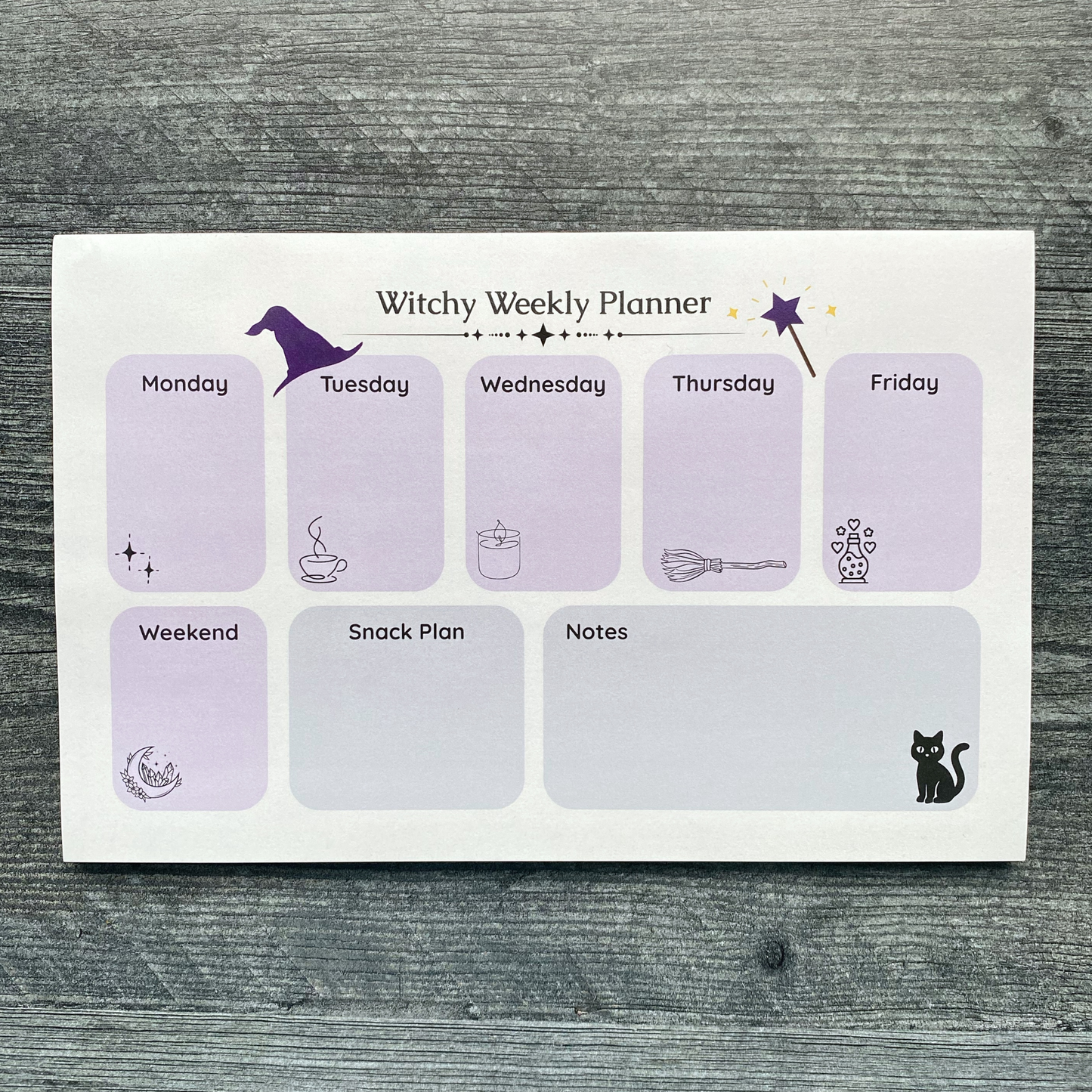 Witchy Weekly Planner - Horizontal Desk Organizer with Magical Vibes