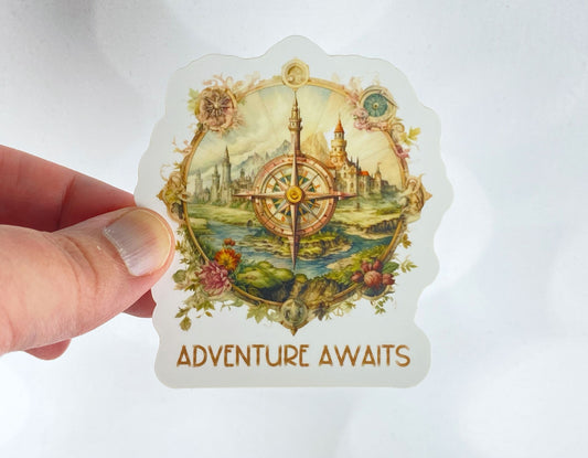 Adventure Awaits Fantasy Compass Sticker