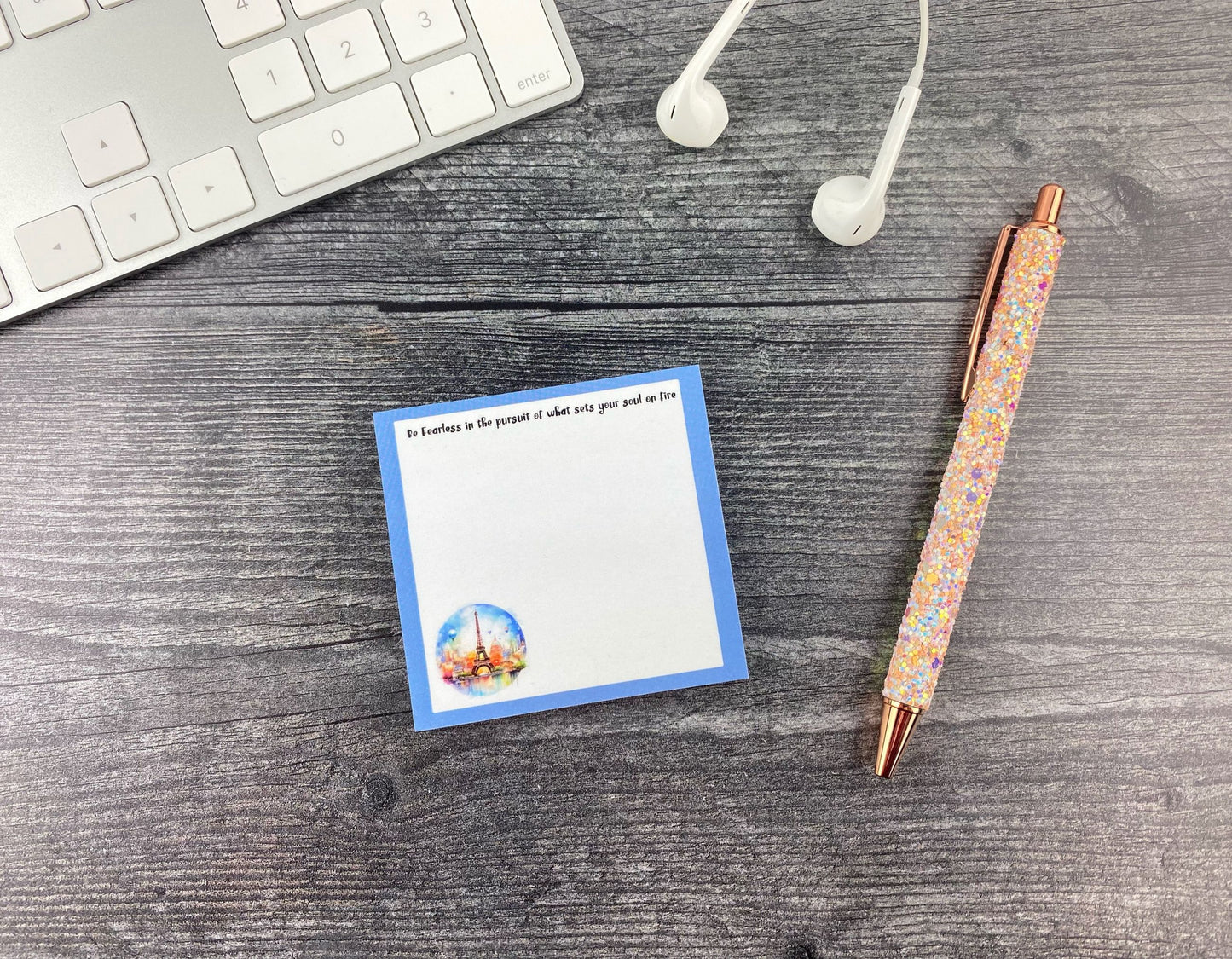 Parisian Inspiration Sticky Note Pad: Eiffel Tower Watercolor Affirmation