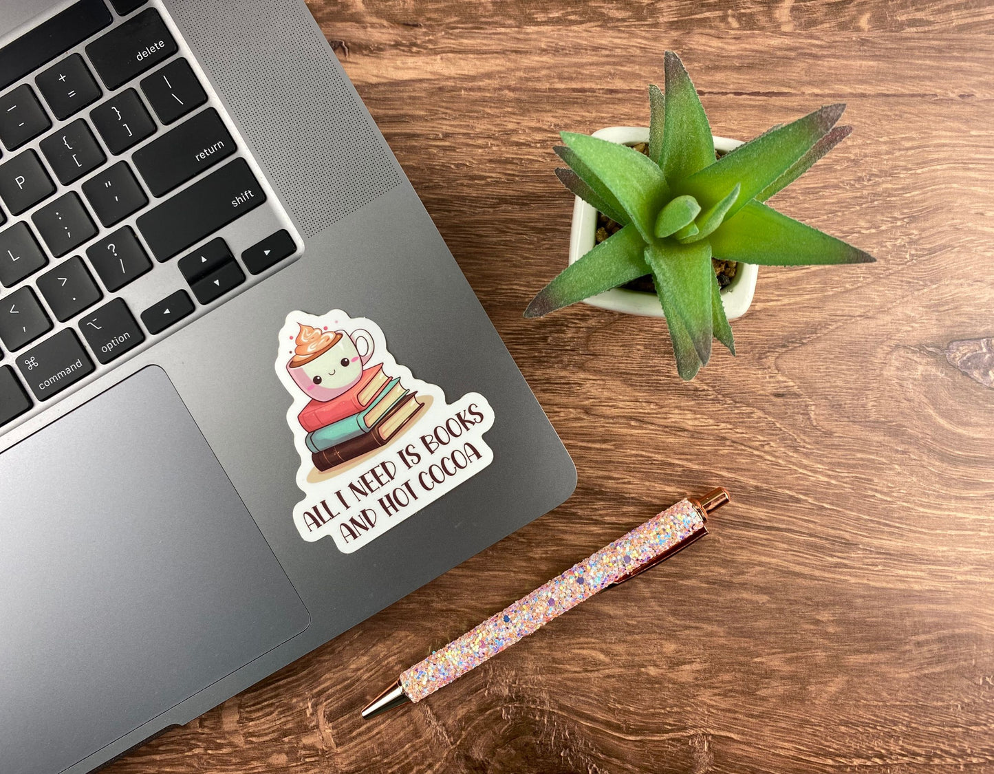 Books and Hot Cocoa Vinyl Sticker