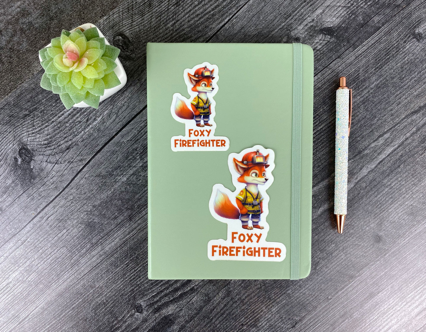 Foxy Firefighter – Cute Fox in Uniform Vinyl Sticker
