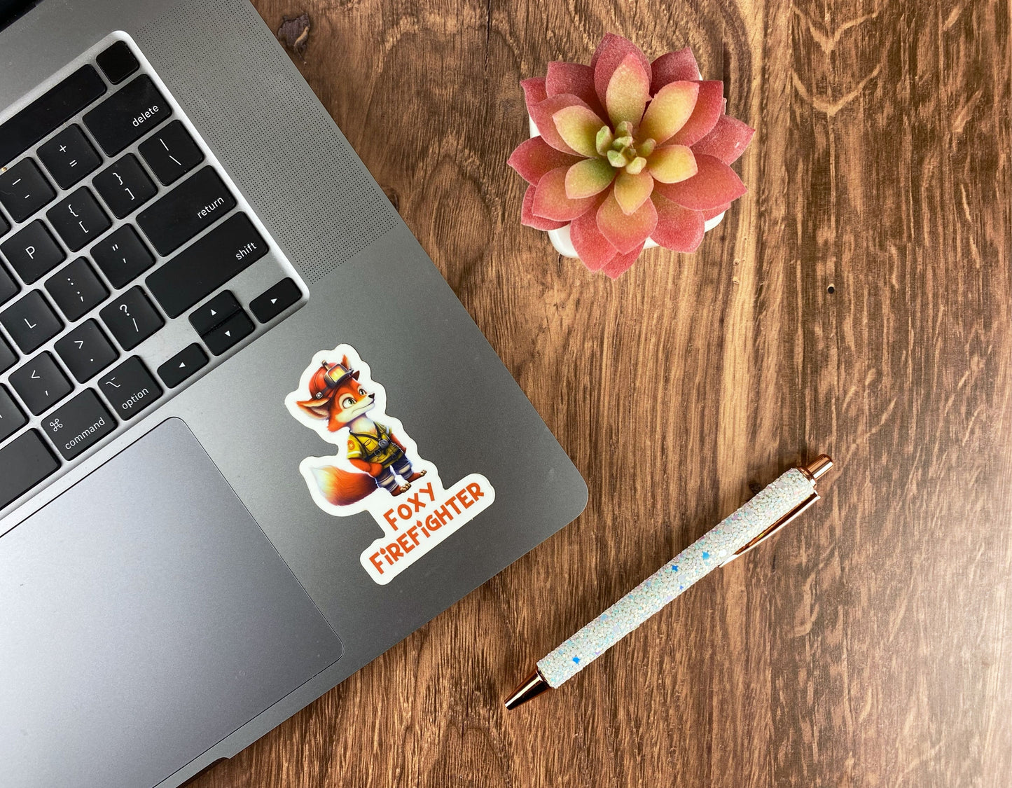 Foxy Firefighter – Cute Fox in Uniform Vinyl Sticker