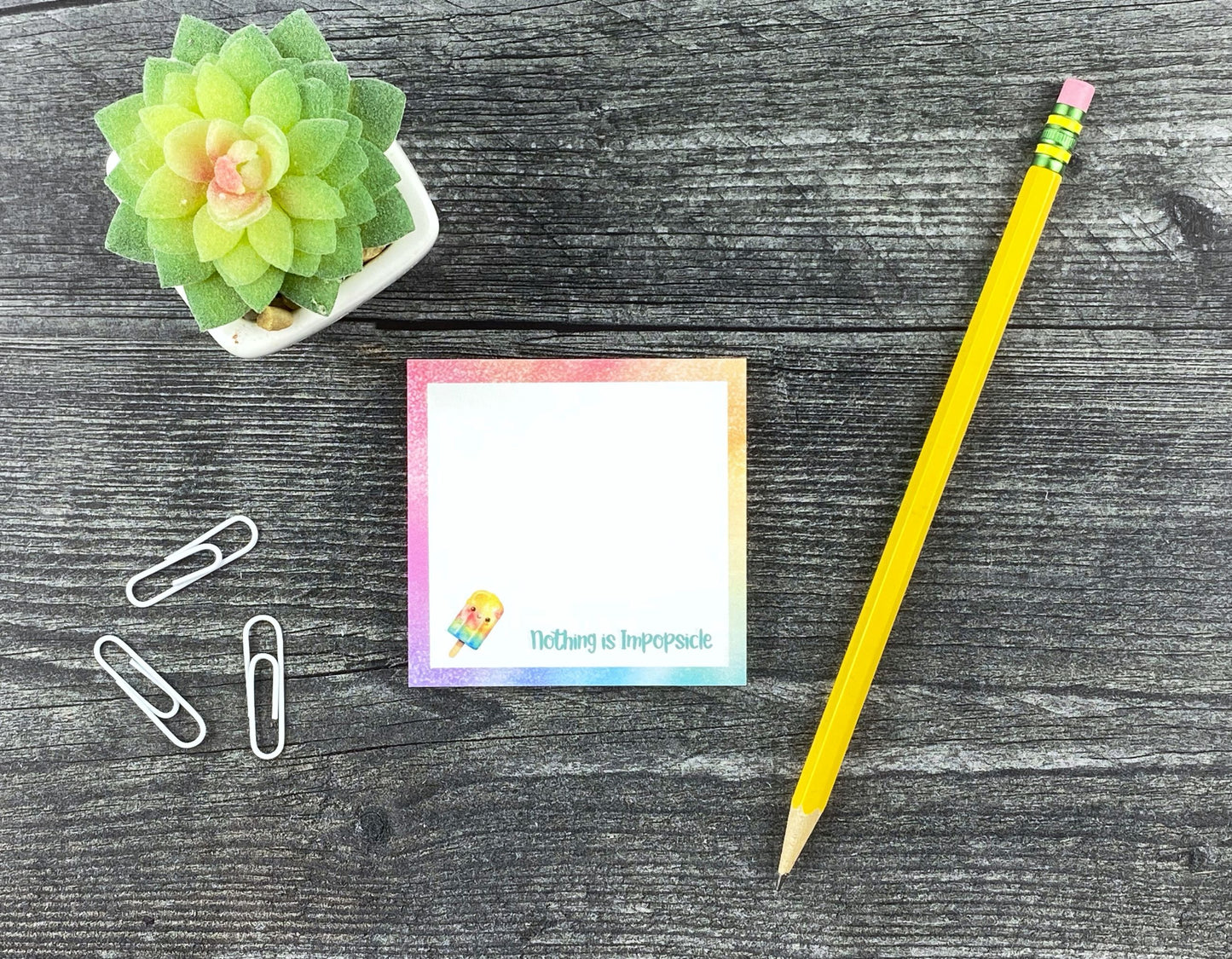 Impopsicle Sticky Note – Cute Rainbow Popsicle Memo Pad