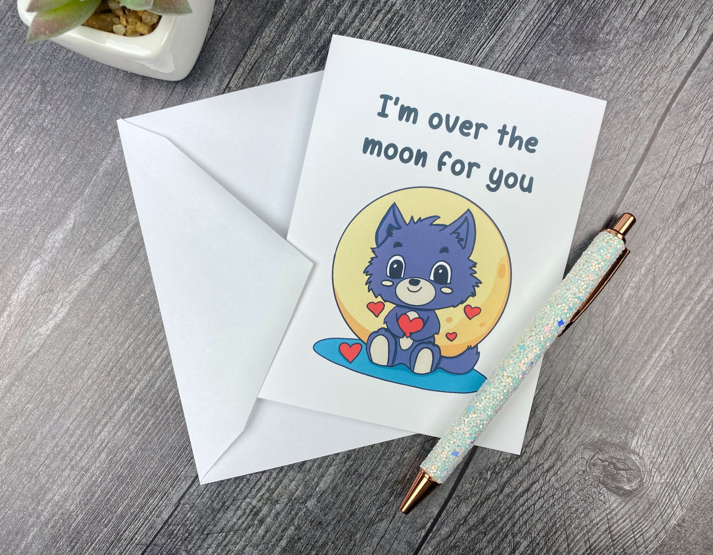 I'm Over the Moon For You - Werewolf Full Moon Love Card