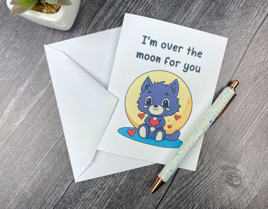 I'm Over the Moon For You - Werewolf Full Moon Love Card